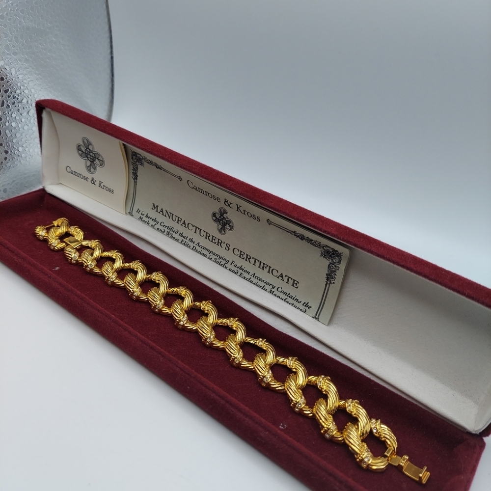 Camrose & Kross Large Link Bracelet 7" with Rhinesones, has Extender 1". VGC. - Picture 12 of 13